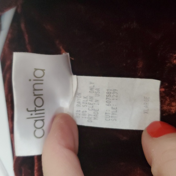 Vintage ZOE California Velvet Silk Blend Blazer Coat Beaded Lace Underbust XL - Picture 4 of 9